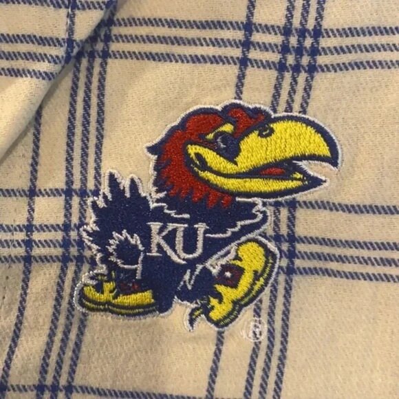 New Oversized KU Kansas Jayhawks University Popover Flannel Shirt Colosseum M - Picture 4 of 6